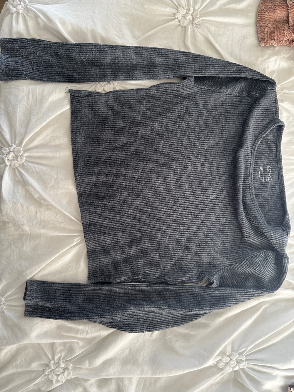 Soft Ribbed Crewneck Sweater - Charcoal Gray